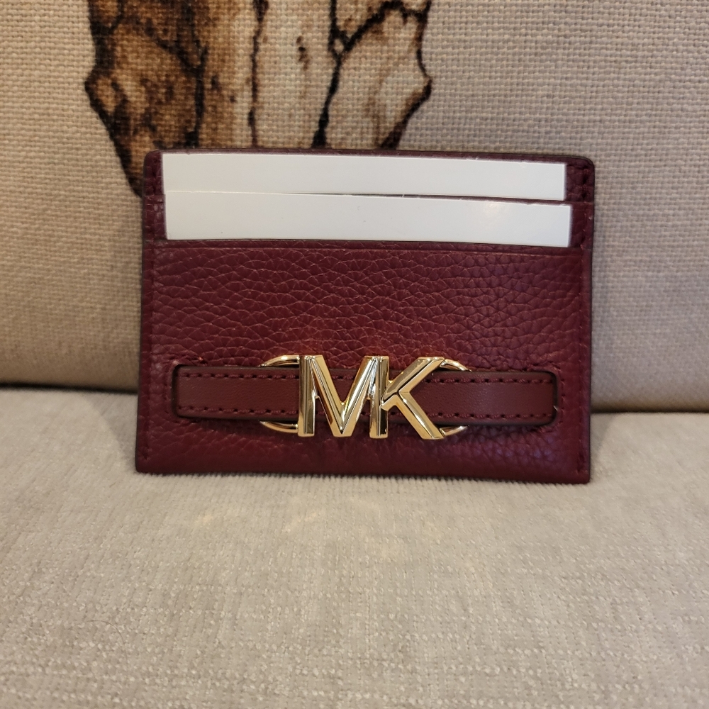 MICHAEL Michael Kors Dark Cherry Leather Card Holder